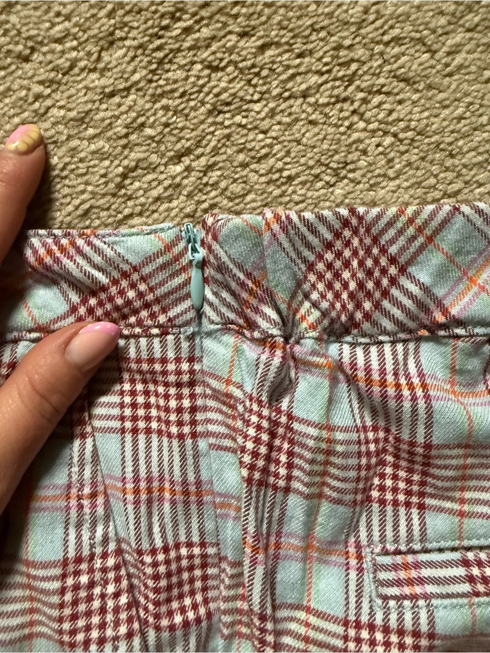 Anthropologie Maeve Light Blue and Raspberry Plaid Shorts size 10 - Picture 6 of 8